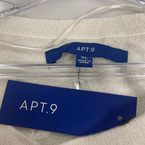 Apt.9 Womens Glitter Pullover Sweater Long Sleeve Ivory Size XL New - Picture 8 of 9